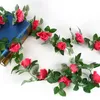 Artificial Rose Vine Flowers Fake Hanging Flower with Green Leaves for Wedding Ceremony Home Garden Decorations