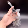 Mini narghilè Bong in vetro viola da 8 pollici con pipe Perc femminile 14 fumatori portatili