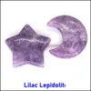 Kunst- en ambachten Moon Star -vormige set beelden Purple Lila Crystal Stone Mascot Meditation Healing Reiki Gemstone Gift Room Sports2010 Dhood