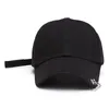 Mens Womens Black Color Adjustable Casual Baseball Cap Metal Rings Plain Hat Cotton Blend Fashion Caps