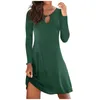 Casual Dresses Women Sexy Long Sleeve Hem Irregular Mini Dress Fashoin Solid Color O-Neck For Ladies Comfy Straight Vestido RobeCasual