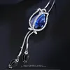 Подвесные ожерелья Длинные подвески для женщин Collier Femme Blue Tulip Colar Colar Maxi Fashion Silver Crystal Jewelry Bijoux 2022pend