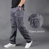 Faliza Cargo Spodnie męskie kieszenie na zamek błyskawiczne bawełniane mężczyźni w stylu wojskowym spodnie taktyczne paliwa proste luźne spodnie Pa50 201110