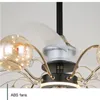 Modo Glass Takfläktar med LED -strängar Ljus 6 8 10 glödlampor Crystal Chandelier Fan för vardagsrum sovrum 110v 220v