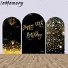 Custom Chiara d Wall Covers Black and Gold Happy 60th Birthday Sfondo Decorazione per feste Banner Doubleside 220614