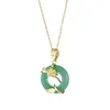 Pendant Necklaces Classic Chinese Style Imitation Jade Circle Lucky Amulet Necklace For Women Tradition Elegant Everyday JewelryPendant