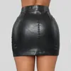 Юбки женские модные черные PU кожаные обтягивающие ночные клубы три молнии шить ремень мини-юбка Femme Moto Punk Street Short