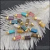 Arts And Crafts Arts Gifts Home Garden 6X15Mm Natural Crystal Stone Charms Rec Turquoise Rose Quartz Pendants Gold E Dhbhi