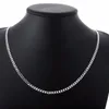 Catene da 4 mm Collana da uomo lateralmente a maglie Vintage in argento sterling 925 per donna Catene da collana geometriche semplici da 30 pollici