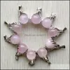 Pendenti con perline di fascino di pietra naturale di quarzo rosa di arti e mestieri per la produzione di gioielli Consegna di goccia 2021 Sports2010 Dhmqc