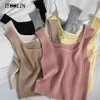 Itoolin Spring Summer Tank Tops女性スリムソリッドニットベスト女性キャミソール韓国ファッションクロップトップミュージャーストリートウェアベージュ210326