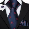 Modeontwerper Red Skull Men Tie Set 8,5 cm Silk Handkerchief banden voor bruiloftsactiviteiten Gravata NecTie