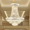 Diamant kristal kroonluchter luxe suspensie LED -lampen chroom/gouden lichten chassis voor decor villa trap woonkamer lobby hanglampen lampen