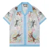 Fashion Hawaii Floral Letter Print Beach Shirts Men's Designer Silk Bowling Shirt Casual Shirts Men Summer Short Sleeve Dress Shirts M-3XL