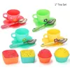 Fake Doughnuts Cups Tea Set Saucers Toddlers Colorful Gift For Kids Kitchen Pretend Play Toys Early Educational Pot Bowl Safe 22041750447