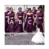 Lila sjöjungfru 2022 långa afrikanska brudtärna klänningar en axelkristallbälte grossistpärlor av ära bröllopsfestklänningar