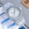 Handmade Full Of Diamonds Watch Mens Automatic Mechanical Watches 41mm With Diamond-studded Steel Sapphire Business Wristwatch Montre de Luxe