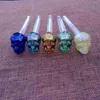 6 Inch Skull Design Glass Oil Burner Pipe Multi-Colors Hand Pipe Straight Tube Pyrex Bubbler Smoking Accessories Tobacco Tools For Dab Rigs