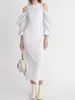 Casual Kleider Japan Stil Elegante Off-Schulter Langarm Frau Kleid Schlanke Taille A Linie Vintage Bodycon Vestidos Mujer büro Damen RobeC
