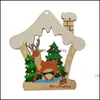 Party Decoration Event Supplies Festive Home Garden Wooden Laser Engraving Christmas Ornaments Holiday Gifts Wood Chip Accessories Painted