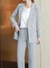 Pontas de duas peças femininas Autumn da primavera feminina elegante Blazer Pant Suits Office Ladies Casual Business 2 Definir