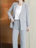 Pantalones de dos piezas para mujer Primavera Otoño Elegante Blazer Trajes de pantalón Oficina Damas Casual Negocios 2 Conjunto Moda femenina Ropa de trabajo Trou