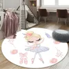 Tapijten kinderspeelmat ballet meisje slaapkamer kleed schattige cartoon witte speelkamer ronde gebied niet-slip decoratieve rugcarpets