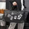 duffel Bag Outdoor Large-capacity Leather Travel Luggage Chao Men's Leather Rivet Fitness Bag 220626