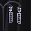 Brand fashion exquisite high-end shiny colorful zircon dangle earrings jewelry Korean temperament women s925 silver needle luxury earrings