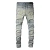 Män Designer Skinny Rip Denim Jeans för Man Slim Svart Biker Paint Splatter Jeans Raka Hip Hop Stretch Distressed Motorcykel Patch Rock Fit med Hole Byxor