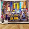 日本東海島大通りネオンライトリビングルームベッドルームソファ背景装飾ウォールカーペットヨガマットJ220804