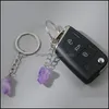 Nyckelringar smycken Natural Stone Amethyst Crystal Ring Keychain Pendant Keyrings Bag Accessories Drop Delivery 2021 Phvoq