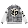 2022 Hip Hop Streetwear Baseball Jacket Letter Square Borduurwerk Houndstooth jas Winter Harajuku Oversized Varsity Jackets T220728