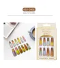 12pcs 24pcs勾配長いco fake nails rainbow ballerinaフルカバーネイルアートのヒント