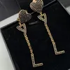 Damdesignerhängen örhängen Gold Silver Ear Ear Studs Luxury Brand Jewelry for Women Hoop Earring Diamond Heart Letter Hoops Stu280s