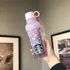 2019 Coupe Starbucks coréenne Fleur de cerisier rose LED double couche en plastique accompagnant la tasse d'eau 473 ml