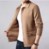 Men's Sweaters Man 30% Wool Knit Sweater Jacket Mens Outerwear Solid Color Turn-down Collar Jackets Men's CardiganMen's