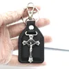 Porte-clés Saint Benoît Pendentif Porte-clés Porte-clés PU Cuir Inri Jésus Croix Charms Chaîne Bague Femmes Hommes Bijoux AccessoiresKeychains Forb