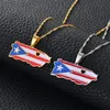 Colliers pendentifs Anniyo Heart Porto Rico Carte et drapeau de couleur Gold Couleur / Silver Ricans Bijoux # 165521