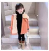 2021 Kids Children Girls Thick Coat Faux Fur Collar Wool Coat Princesses Kids Girl Autumn Winter Clothes For 1-6 Year Old J220718