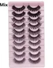 10 Par D Curl False Eyelash Extension Mjuka ryska fransar Tjock Long Faux 3D Mink -ögonfransar