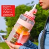 2 liter fitnesssportflaska plast stor kapacitet vatten med halm flicka utomhus klättring dryck vatten bpa gratis 220714