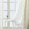 Gardin draperier topfinel geometriska broderade korta rena gardiner tyllfönster för kök vardagsrum sovrum voile cafecurtain