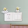 Accessori per decorazioni per pareti in resina ecologica per la casa per la casa di resina cartone animato astronauta switch switch adesivo a parete 3d per camere per bambini