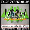 Kit corporal para kawasaki ninja zxr-250 zx 2r 2 r250 zxr 250 zxr250 1991 1992 1993 1994 1995 1996 1996 1997 1998 9dh.7 ZX-r250 ZX-2R ZX2R 91 92 93 94 95 96 97 98 Flames vermelhos de renda