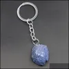 Key Rings Jewelry Natural Ore Chain Ring Gem Quartz Fluorite Citrine Amethyst Irregar Stone Pendants Keychian Keyring Diy Je Dhkwg