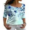 Gymkläder högkvalitativ digital tryckning Blomma mönster kvinnors botten-t-shirt sublimering modekläder topp långärmad ladysym