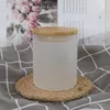 6 onças de sublimação de vidro fosco de vidro porta -copo Jar com tampa de bambu para velas com creme de cera de cera Tumbler B6