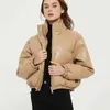 Winter Parkas Women Coat Short Down Jackets For Women Female PU Leather Bomber Jacket Elegant Doudoune Femme Veste Manteau L220730