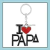 Party Favor Event Supplies Festive Home Garden Fedex English Letter Keychain I Love Papa Mama Mom Dad Metal Dhfy5